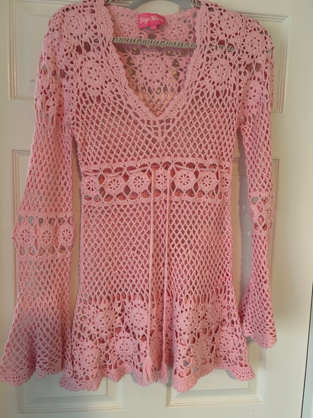 Sugar Thrillz Pink Crochet Floral Tunic